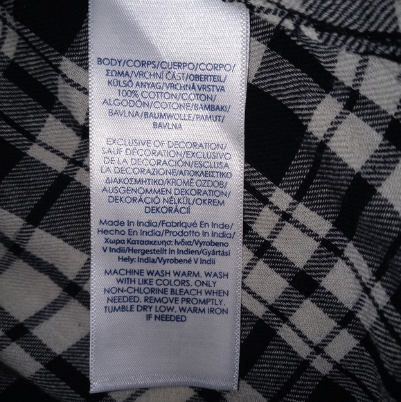 🆕Chaps | Plaid Long Sleeve Shirt w/ Embroidered Floral Detail Women Size Large - Picture 11 of 11